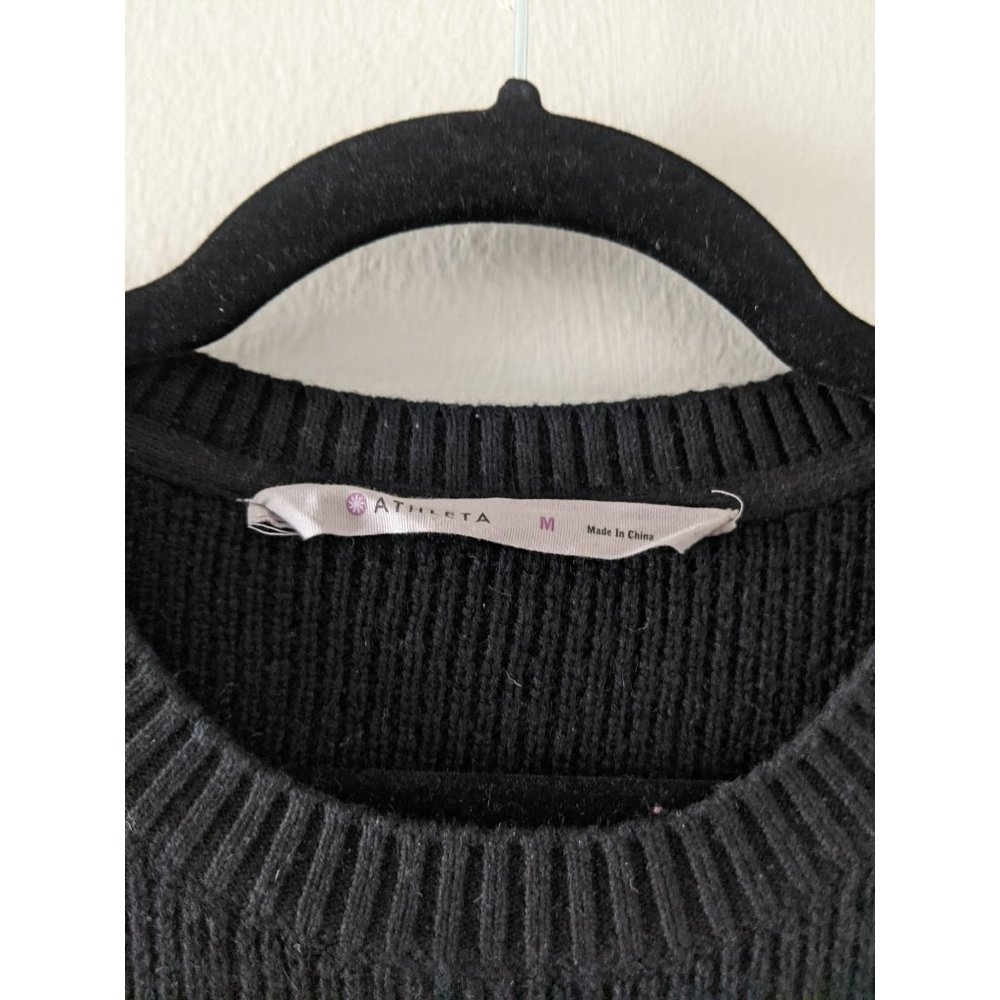 Athleta Bell Sleeve Wool Cashmere Knit Sweater M Crew Neck Pullover Black - Picture 7 of 10